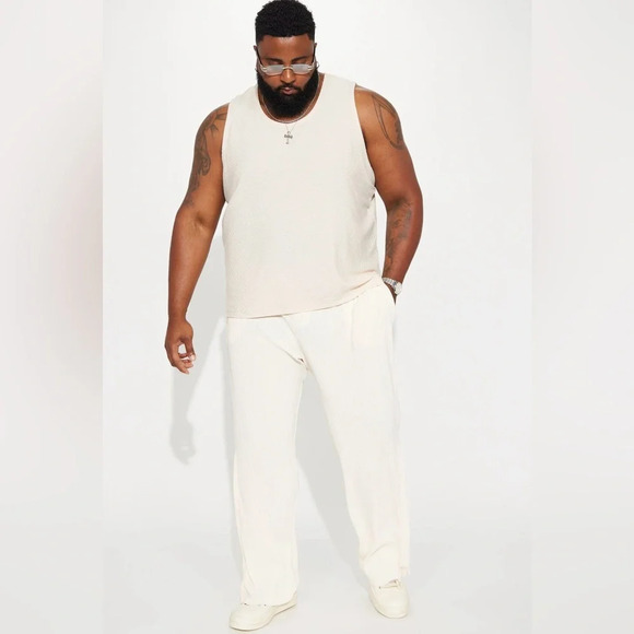 Fashion Nova Turn Me Up Side Snap Plisse Pants - Cream NWT XXXL - Picture 5 of 6